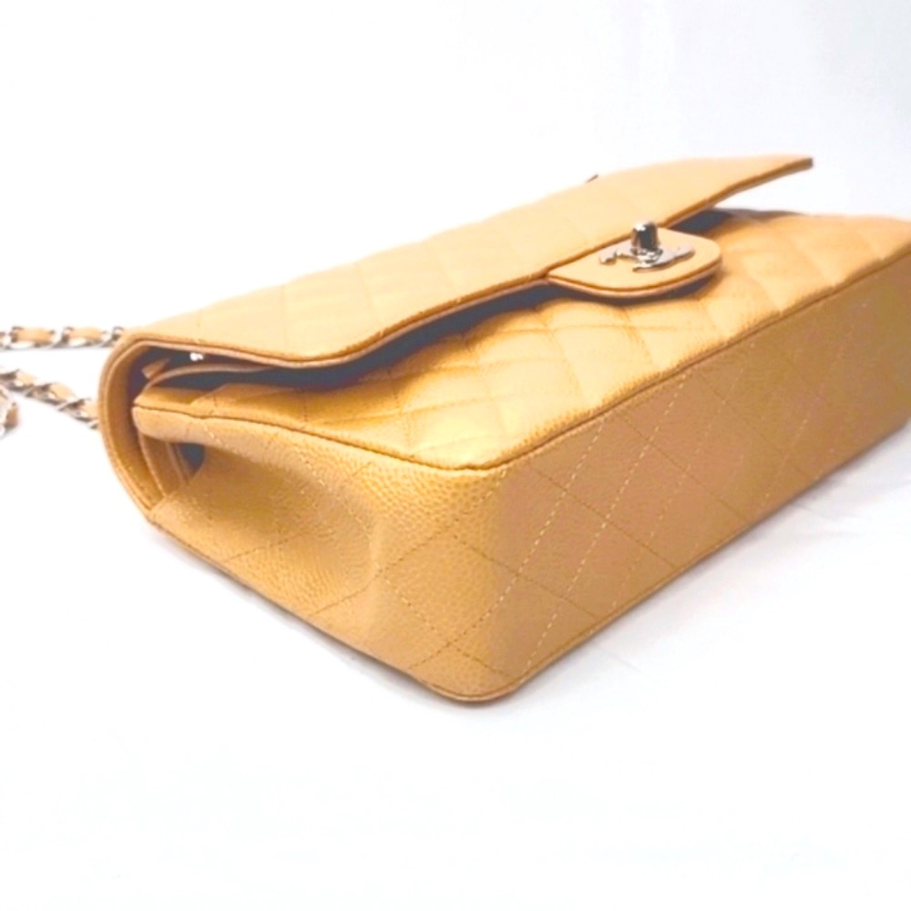 Chanel Classic Caviar Beige Caramel Medium Duble Flap Silver Chain Bag - Picture 4 of 14